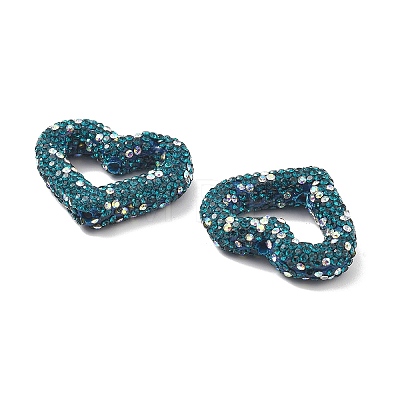 Heart Shape Polymer Clay Rhinestone Beads CLAY-NH0001-09B-1