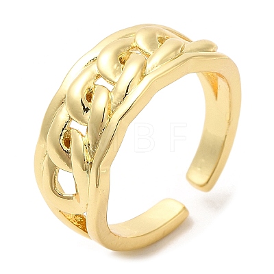 Rack Plating Brass Curb Chains Open Cuff Rings RJEW-R138-02G-1