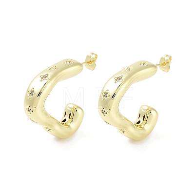 Rack Plating Brass Micro Pave Cubic Zirconia Studs Earrings EJEW-B047-05G-04-1