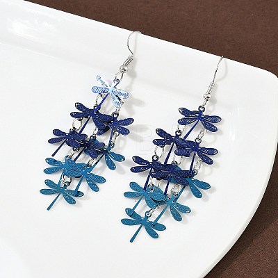 430 Stainless Steel Dragonfly Dangle Earrings EJEW-A137-04P-02-1