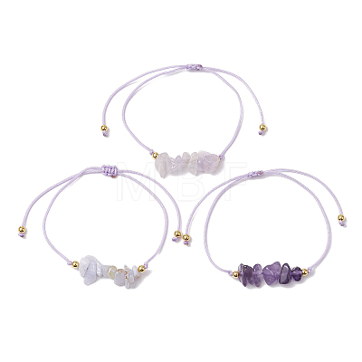 3Pcs 3 Styles Gemstone Braided Bead Bracelets BJEW-JB11146-05-1