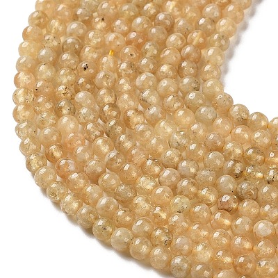 Natural Yellow Garnet Beads Strands G-Z129-C01-4mm-01-1