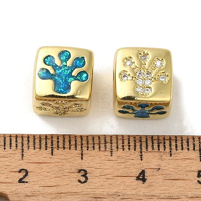 Rack Plating Brass Micro Pave Cubic Zirconia Beads KK-P268-01G-05-1