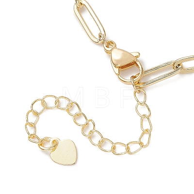 Brass Heart Charms & Paperclip Chains Bracelets BJEW-JB13479-1