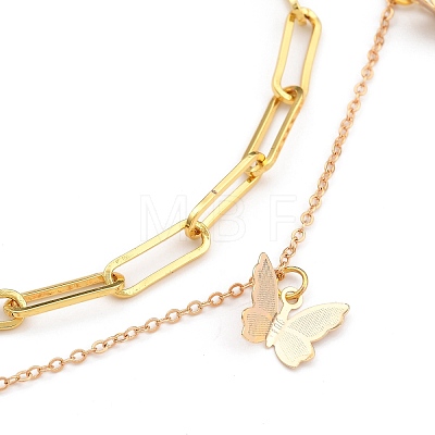 Brass Pendant Necklaces & Paperclip Chain Necklaces Sets NJEW-JN03027-1