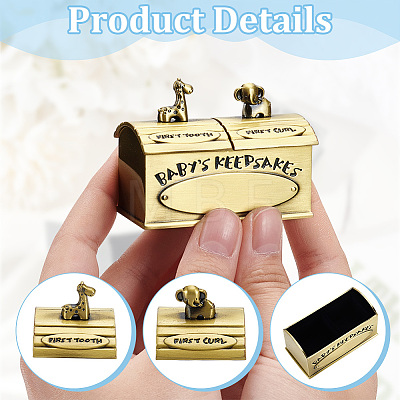 Tibetan Style Alloy My First Curl and My First Tooth Book Keepsake Box ODIS-WH0043-74A-1