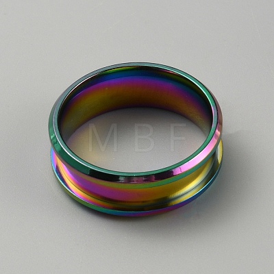 304 Stainless Steel Grooved Finger Ring Settings RJEW-WH0010-08C-MC-1