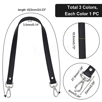 WADORN 3Pcs 3 Colors PU Leather Bag Straps FIND-WR0003-42-1