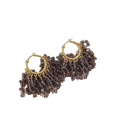 Brass Glass Bead Tassel Chandelier Earrings FS-WGEADFA-03-1