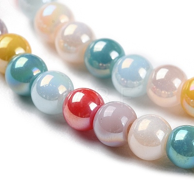 Opaque Electroplate Glass Beads Strands X-GLAA-P056-4mm-A01-1