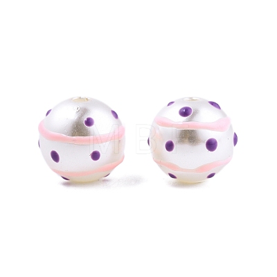 Spot Pattern Opaque ABS Plastic Imitation Pearl Enamel Beads KY-G020-02B-1