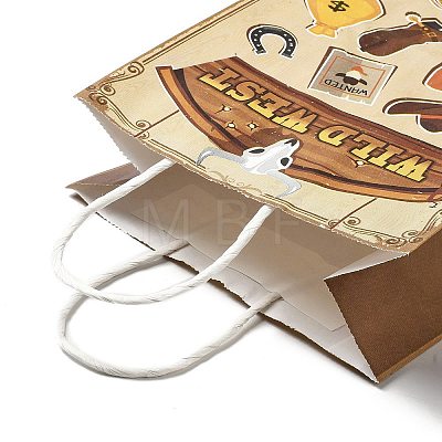 Cowboy Series Printed Kraft Paper Tote Bags ABAG-B006-02E-1