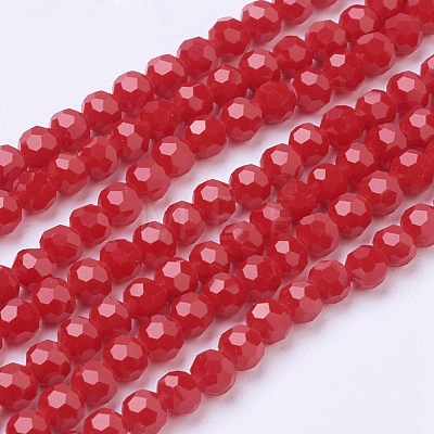 Faceted(32 Facets) Round Glass Beads Strands X-EGLA-J042-4mm-25-1