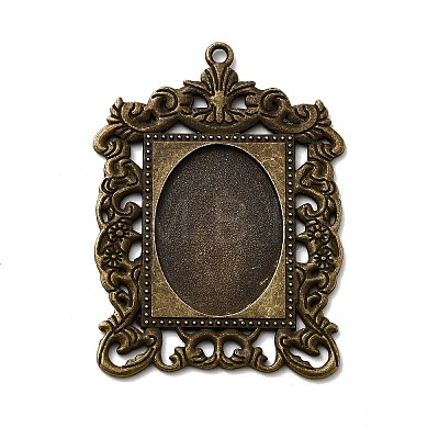 Rectangle Tibetan Style Alloy Big Pendant Cabochon Settings PALLOY-K109-77AB-NR-1