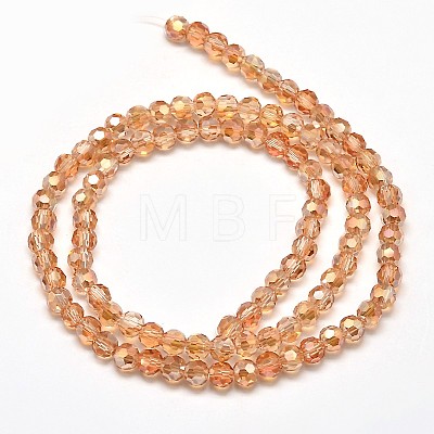 Faceted(32 Facets) Round Half Rainbow Plated Electroplate Glass Beads Strands EGLA-J130-HR16-1