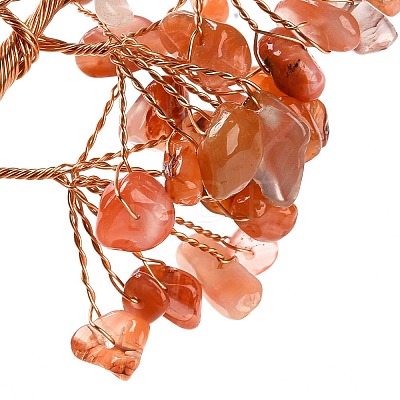 Natural Carnelian Chips Tree of Life Decorations DJEW-C016-02B-1