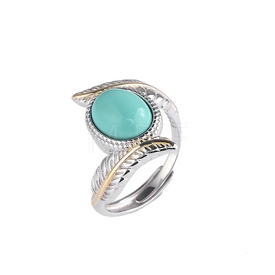 Oval Synthetic Turquoise Finger Rings FS-WGBAF9A-01-1