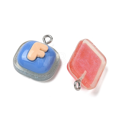 Opaque Resin & Glitter Powder Pendants RESI-B044-14P-1