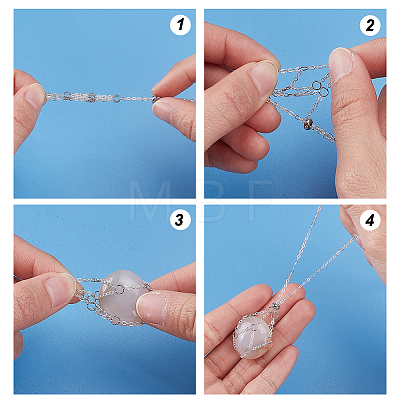6Pcs 3 Colors Brass Chains Macrame Pouch Necklaces NJEW-AR00001-1