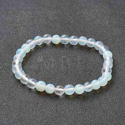 Opalite Beaded Stretch Bracelets BJEW-A117-B-07-1