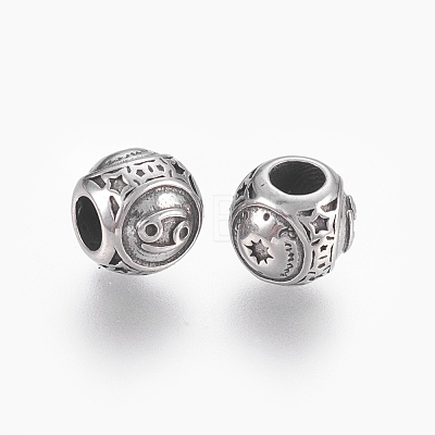316 Surgical Stainless Steel European Beads STAS-F195-128P-08-1