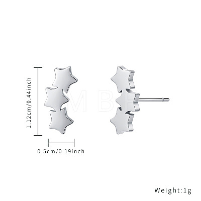 Non-Tarnish Stainless Steel Star Stud Earrings for Women JV5083-1