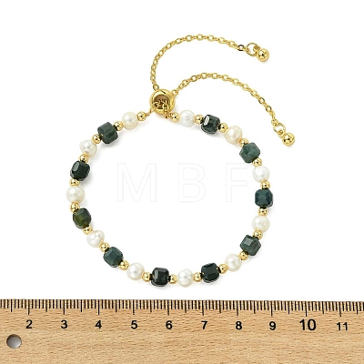 Adjustable Natural Gemstone & Cultured Freshwater Pearl Beads Slider Bracelets for Women BJEW-JB13609-1