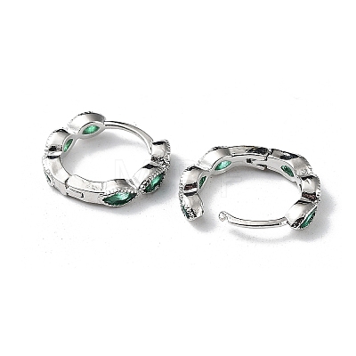 Green Cubic Zirconia Horse Eye Wrap Hoop Earrings EJEW-K083-34P-C-1