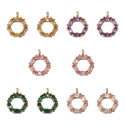  Jewelry 10Pcs 5 Colors Brass Micro Pave Cubic Zirconia Charms KK-PJ0001-23-1