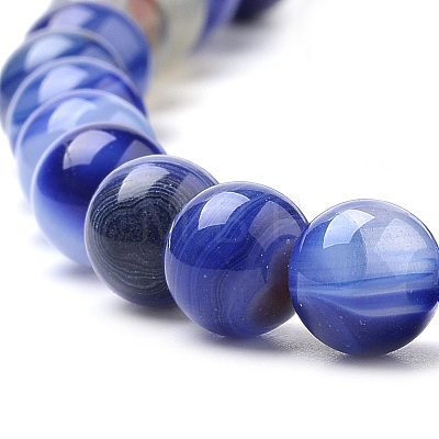 Natural Striped Agate/Banded Agate Beads Strands X-G-S259-04B-8mm-1