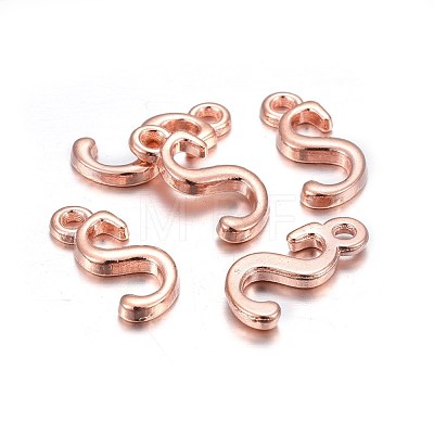 Rose Gold Plated Alloy Letter Pendants PALLOY-J718-01RG-S-1