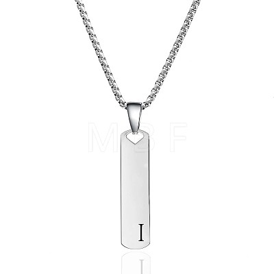 304 Stainless Steel Rectangle with Letter Pendant Box Chain Necklaces FS-WGD7C78-09-1