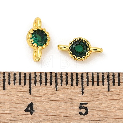 Brass Cubic Zirconia Flat Round Connector Charms KK-H204-02G-02-1