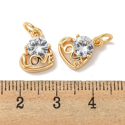 Brass Micro Pave Cubic Zirconia Pendants KK-K378-02G-1