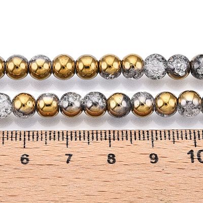 Electroplated Crackle Glass Beads Strands EGLA-N014-6mm-04-1