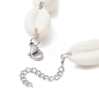 Acrylic Shell Bead Link Anklets AJEW-AN00537-1