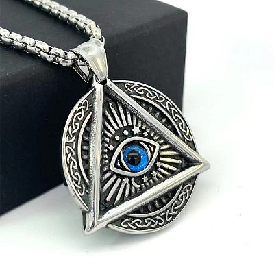 Punk Style Stainless Steel All Seeing Eye Pendant Necklaces for Men TX3263-1