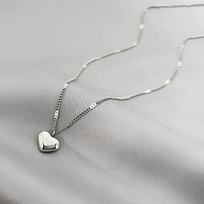 Alloy Heart Pendant Figaro Chain Necklaces for Women WG28BBE-02-1