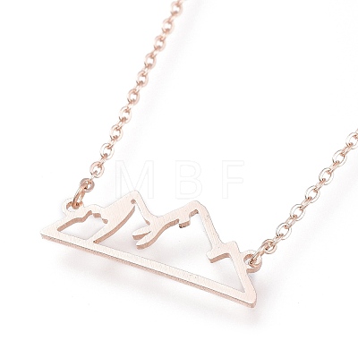 304 Stainless Steel Alps Pendant Necklaces NJEW-Z001-01RG-1
