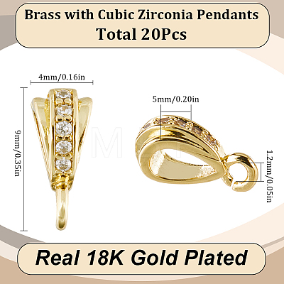 SUNNYCLUE 20Pcs Brass with Cubic Zirconia Pendants KK-SC0004-44-1