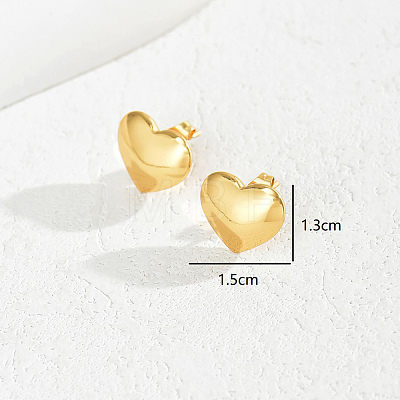 Romantic Smooth Heart Stainless Steel Stud Earrings JJ3371-1-1