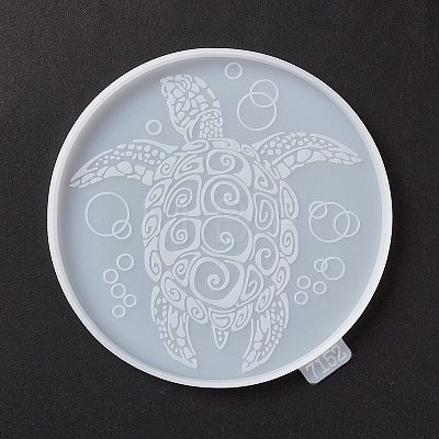 Flat Round with Turtoise Pattern Cup Mat Silicone Molds DIY-M039-06-1