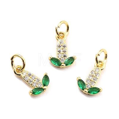 Brass Micro Pave Cubic Zirconia Charms KK-A156-10G-RS-1