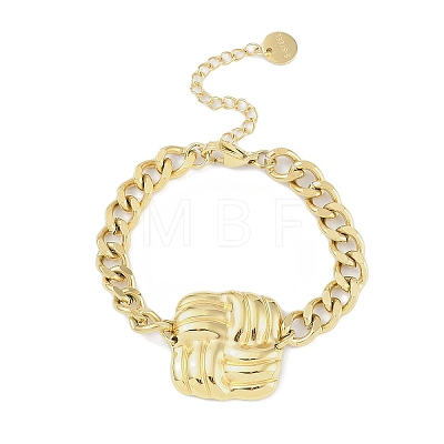 304 Stainless Steel Cuban Link Chain Square Link Bracelets for Women BJEW-C071-06G-1