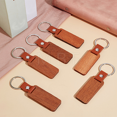 Rectangle Wood Blank Pendant Keychain FIND-WH0016-44-1