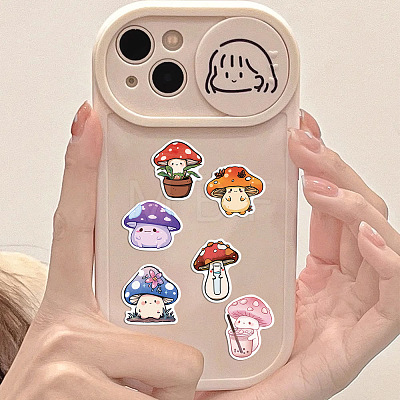 50Pcs Mushroom PVC Waterproof Self-Adhesive Stickers PW-WG59251-01-1