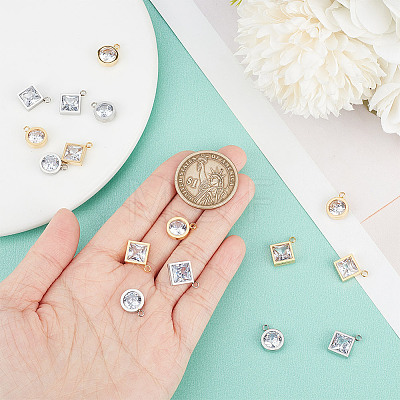 Unicraftale 16Pcs 4 Style 304 Stainless Steel Rhinestone Charms STAS-UN0055-94-1