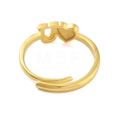 Heart & Letter U Brass Adjustable Rings for Women RJEW-L120-011G-1