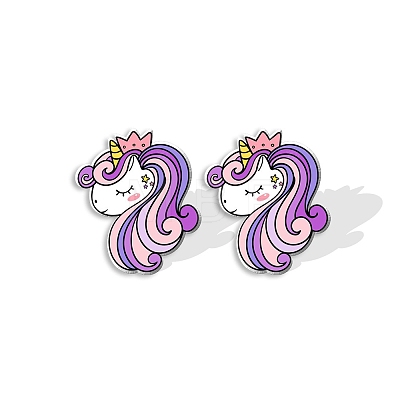 Acrylic Unicorn Stud Earrngs for Women PW-WGBF812-03-1