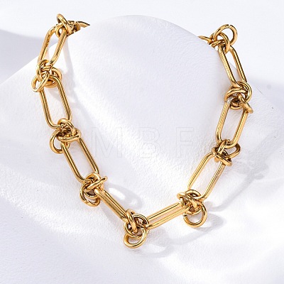 304 Stainless Steel Paperclip Chain Bracelets for Women BJEW-P347-03G-1